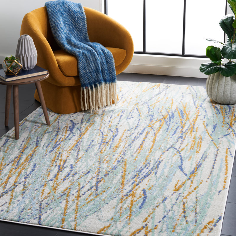 Tapis Pearsons en or / bleu / vert, Rectangle 8 pi x 10 pi