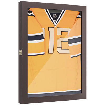 Vitrine brune de 24 po x 32 po, avec aimants et support, convient au baseball, au soccer, aux souvenirs de sport, aux portes brunes et / ou en acrylique