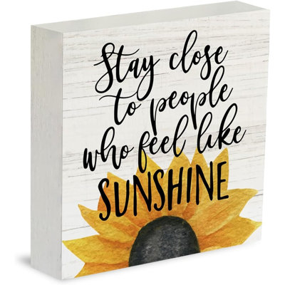 Farmhouse Sunshine Sunflower Wooden Box Sign, Rustic Country Sunflower Decor, Summer Wood Sign For Home, Tabletop, Shelf, Desk, Mantel And Office Decoration