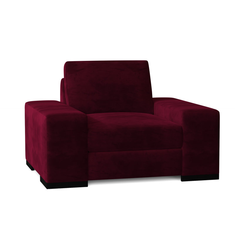 Fauteuil club Harrison, Velours bourgogne, Noir, Moyenne