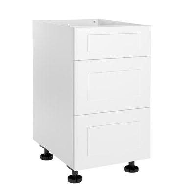 Quick Assemble Modern Style, Shaker White 18 in. Base Kitchen Cabinet,3 Drawer (18 in. W x 24 in. D x 34.50 in. H) -  Cambridge, SA-BUD2P18-SW