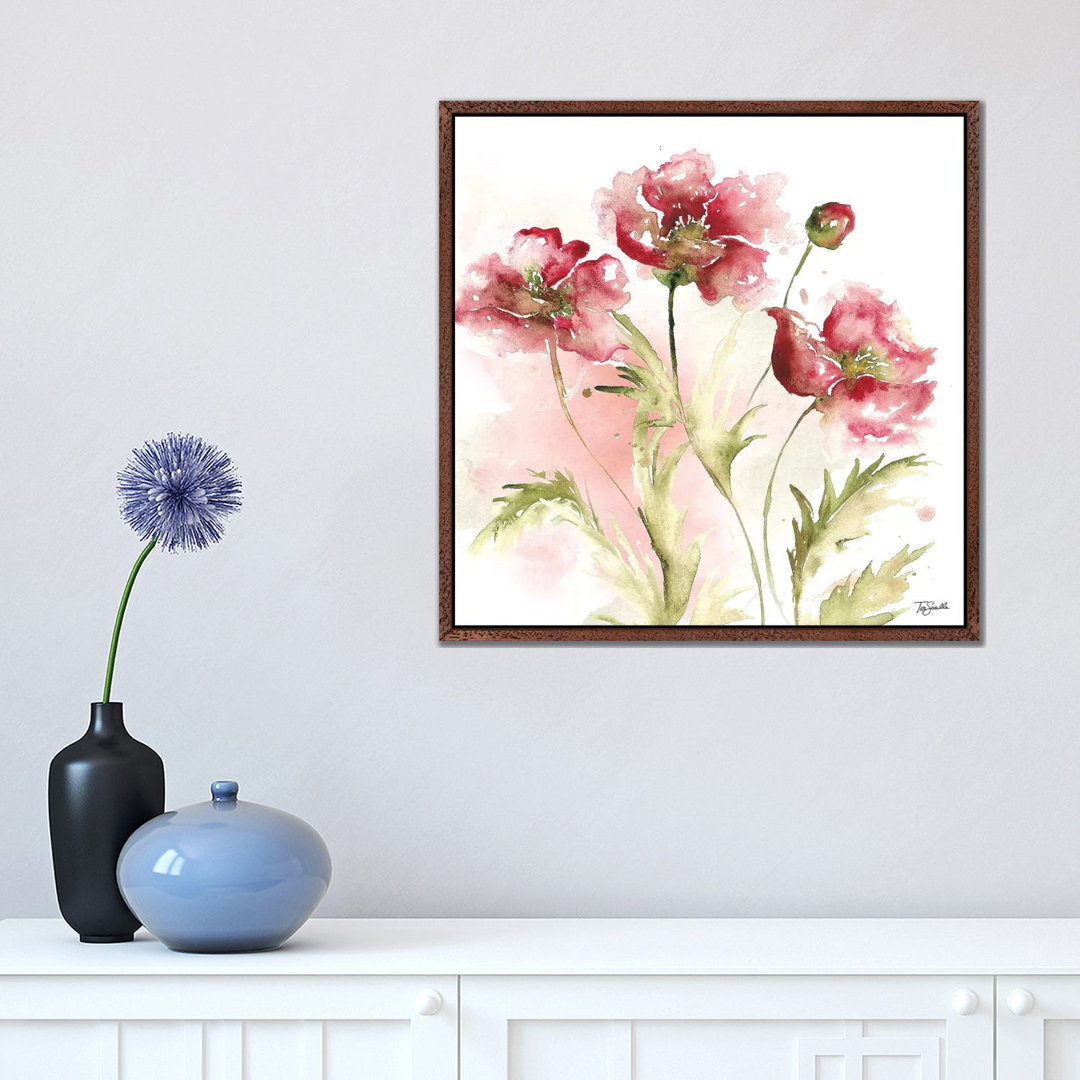Blush Watercolour Poppy III - Painting on Canvas