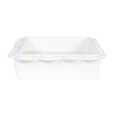 Porte-serviette décoratif en grès festonné, blanc