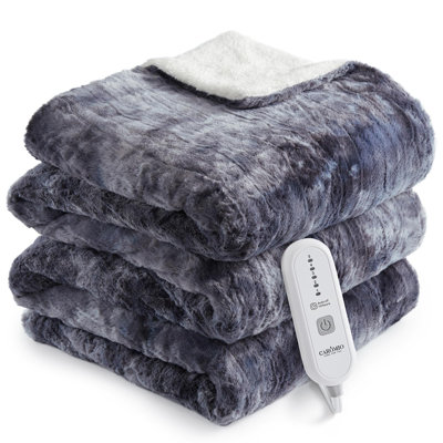 Heated Electric Blanket, Fast Heating Electric Blankets with 5 Heating Levels & Auto Off, ETL Certified Soft Thicken Faux Fur Heat Throws for Couch
