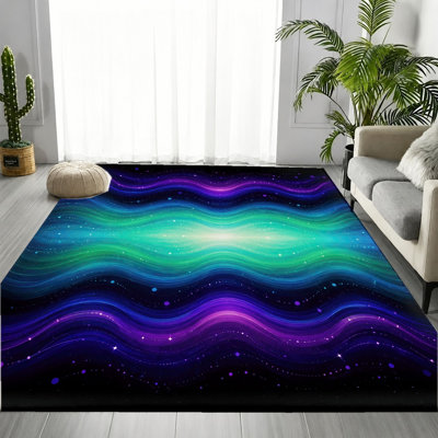 Abstract Galaxy Swirl Area Rug, Cosmic  Pattern, Non-Slip Floor Protection Mat, Stylish Indoor Decor for Living Room, Bedroom, Study, Dormitory, Apartment