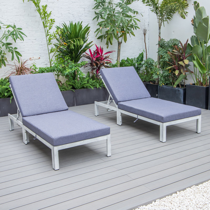 Chaise longue simple avec coussins Chelsea, Bleu