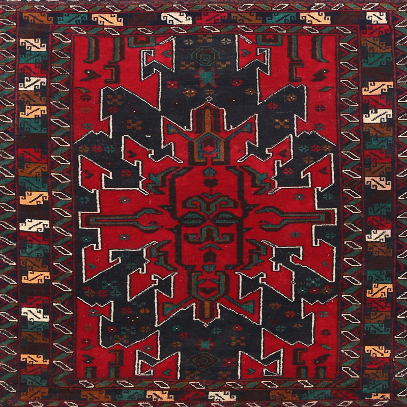 Tapis rouge à motif sud-ouest, Carré 7 pi