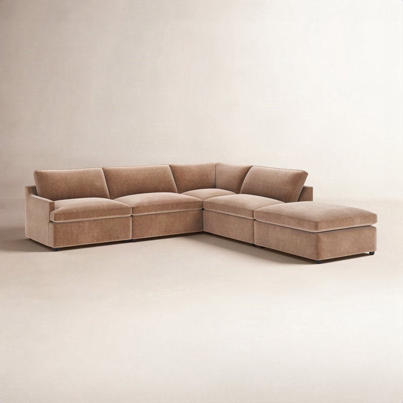Essex Chaise Sectional, Andrew Cognac Performance Chenille, Right Hand Facing