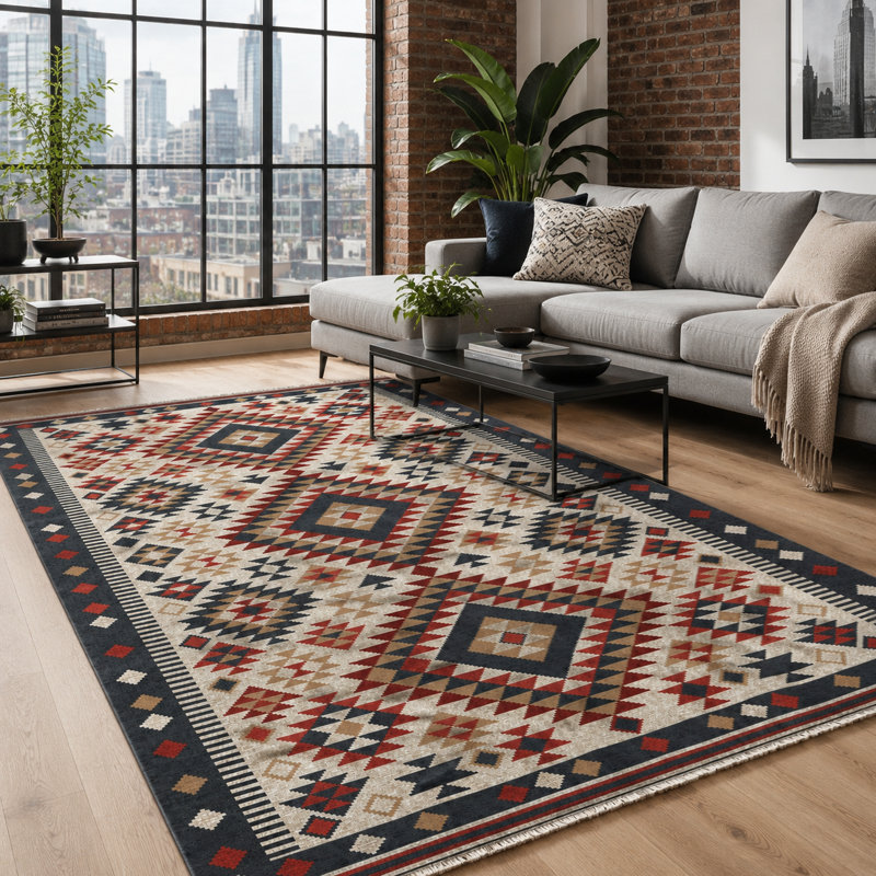 Oriental Cotton and Chenille Flatweave Area Rug, 200 x 300 cm