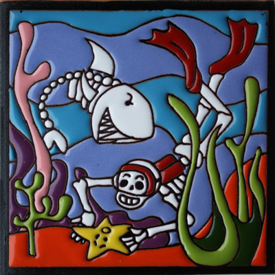 TalaMex Skuba Diving. Carreau d'argile Day-Of-The-Dead