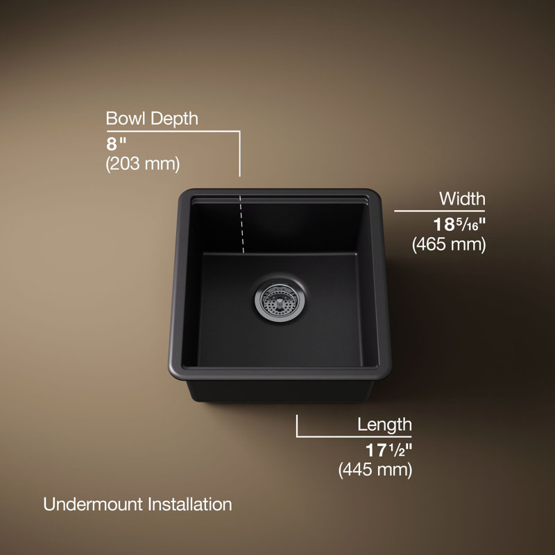 Billings Undermount Bar Sink, Matte Black
