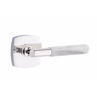 Emtek Select Privacy Leverset, Urban Modern Rosette, T-Bar Stem, White Marble Handle, LH