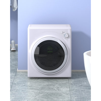 3.2Cu.Ft./13Lbs Compact High Efficiency Electric Dryer with Delicate Dry, Portable Dryer with Stainless Steel Tub, Child Lock in White, Easy Knob-Control Panel for 4 Automatic Drying Mode
