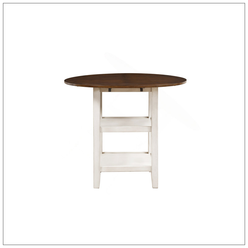 Table de salle à manger à hauteur de comptoir blanche et cerise foncée 1Pc avec 2 tablettes inférieures