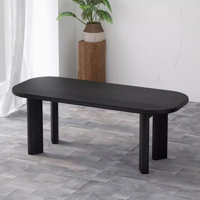 Elm Oval Solid Wood Top with Solid Wood Base Dining Table