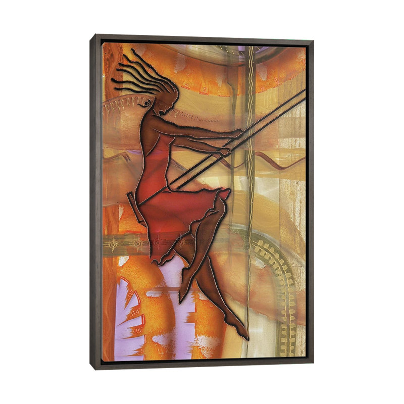 «Carefree» par Fred Odle - impression, Pas de tapis, H 26 po x l 18 po x 1,5 po, Toile encadrée de bois rustique foncé