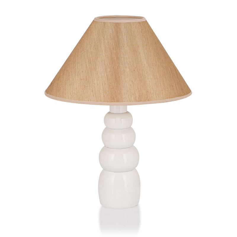 Metal Table Lamp, Beige, White