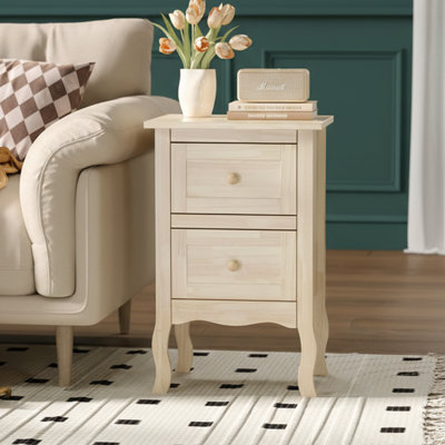 Table de chevet compacte de style français 16 po, 2 tiroirs