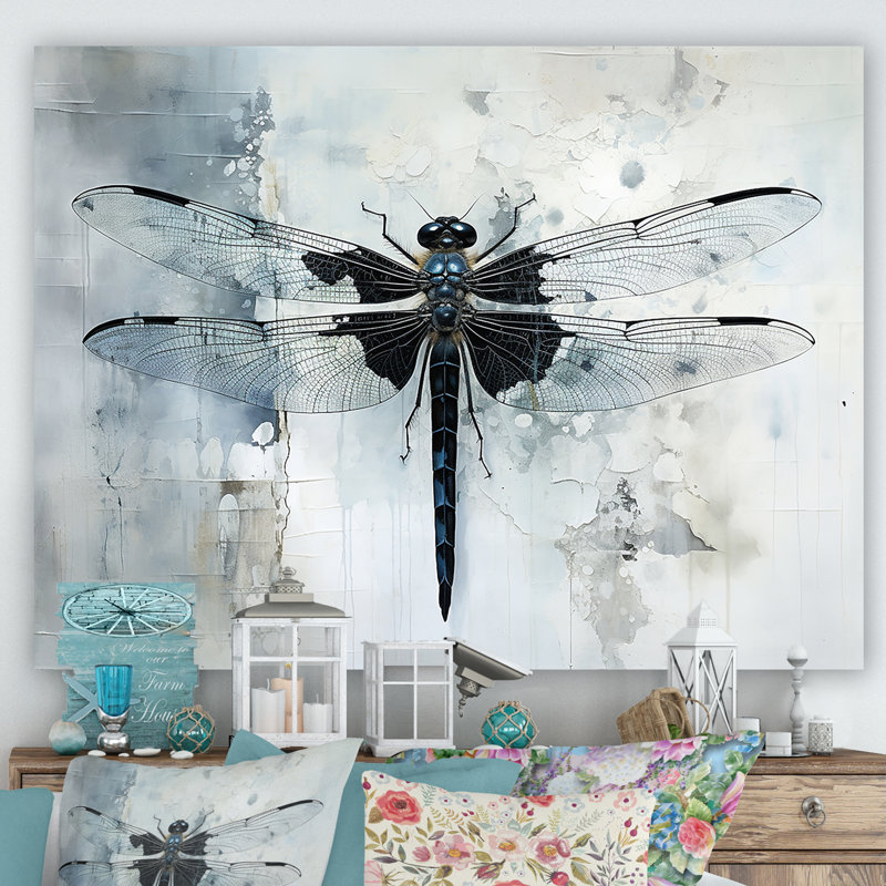Dragonfly Elegance - Dragonfly Canvas Wall Art, Wrapped Canvas, 30" H x 40" W x 1.5" D