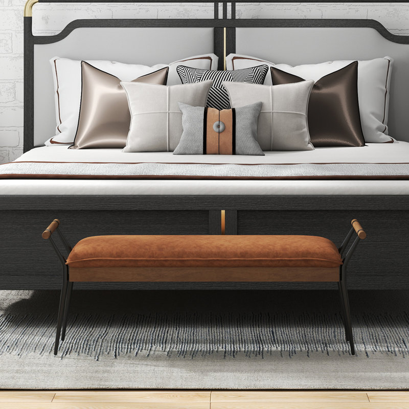 Banc de rangement industriel avec accoudoirs Ameera, Brun