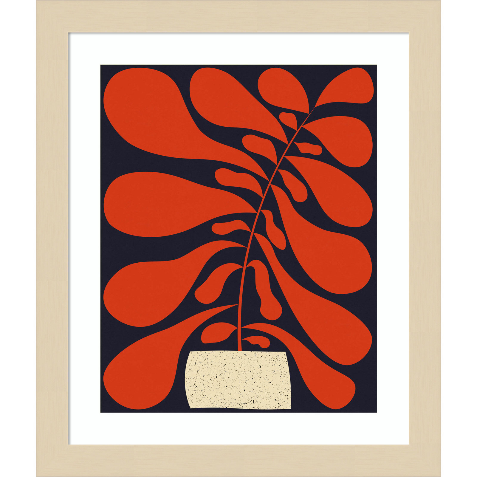 Lazy Plant No 1 by Alisa Galitsyna Wood Framed Wall Art Print, Brown , 13" H x 11" W