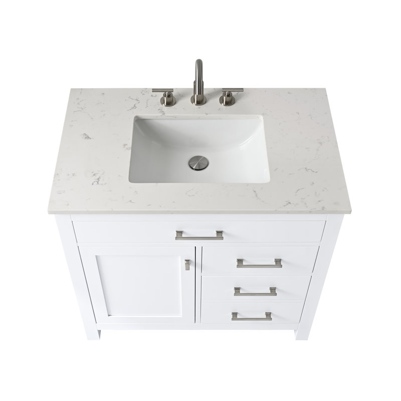 Trevor 36" W Single Vanity, White/Brushed Nickel