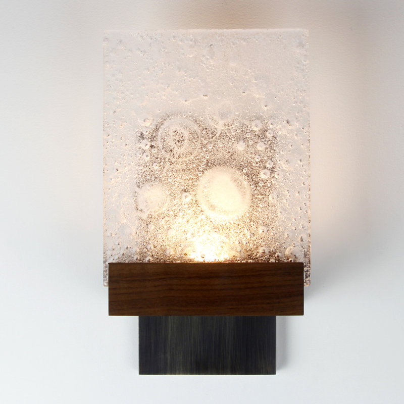 Fortis Marble Dimmable LED Flush Mount Wall Sconce, Brushed Aluminum, Oiled Walnut, 2700K (Warm) 0-10V