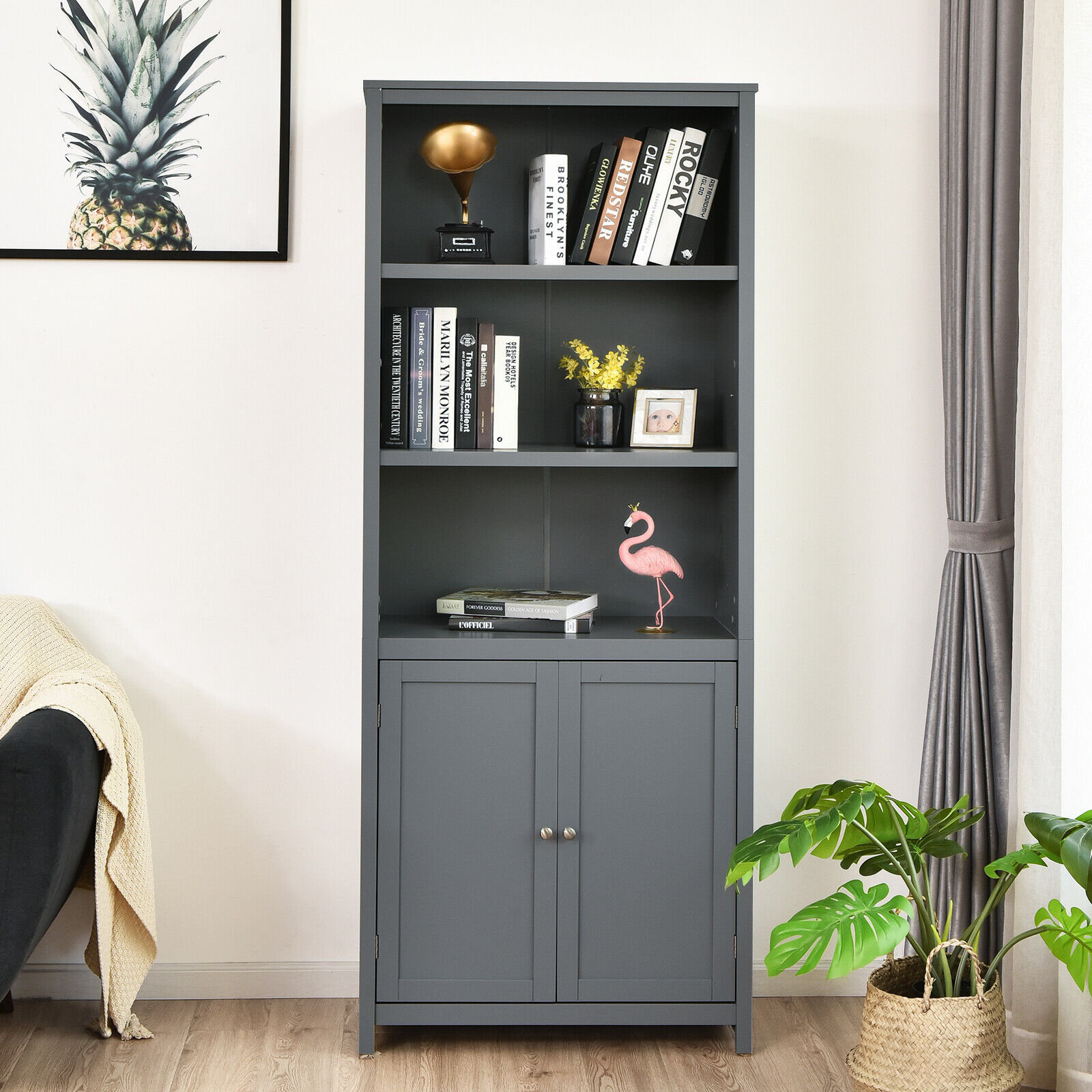 Ebern Designs Baram 5 Shelf Bookcase Modern White Wooden Bookshelf for  Bedroom, Living Room, Home Office