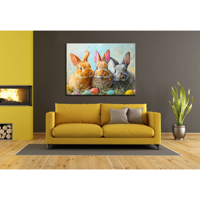Lapin sur toile, H 24 po x l 32 po