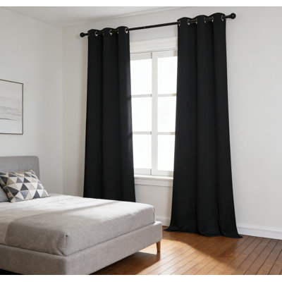 Thermal Blackout Curtains Black Grommet For Hall Dining Room, 2 Panels 42X90