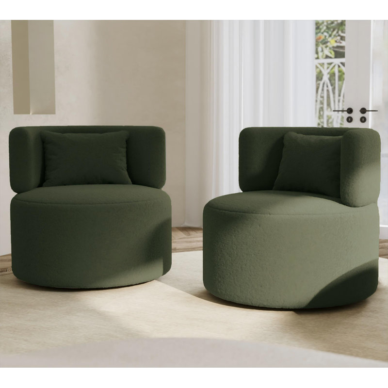 Caidee Upholstered Swivel Accent Chair, Green Teddy