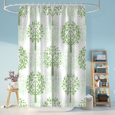 Floral Shower Curtain with Hooks Included