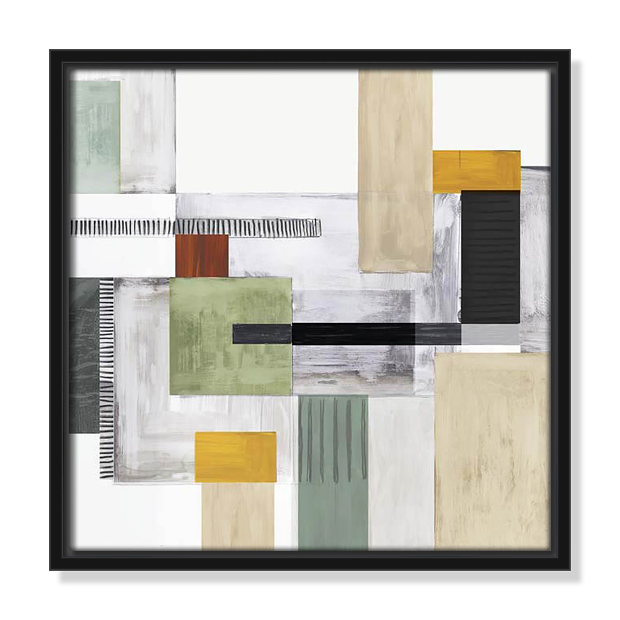Playful Blocks, 13.5" H x 13.5" W x 2" D, Black Floater Framed