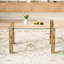 Table de salle à manger 49,6 * 30 pouces avec pieds en verre transparent et grain de bois, conception de connexion exquise, configuration de glissement pour