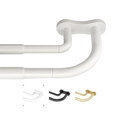 Modern Durable Alloy Steel Wrap Around Blackout Double Curtain Rod,36" to 88",White
