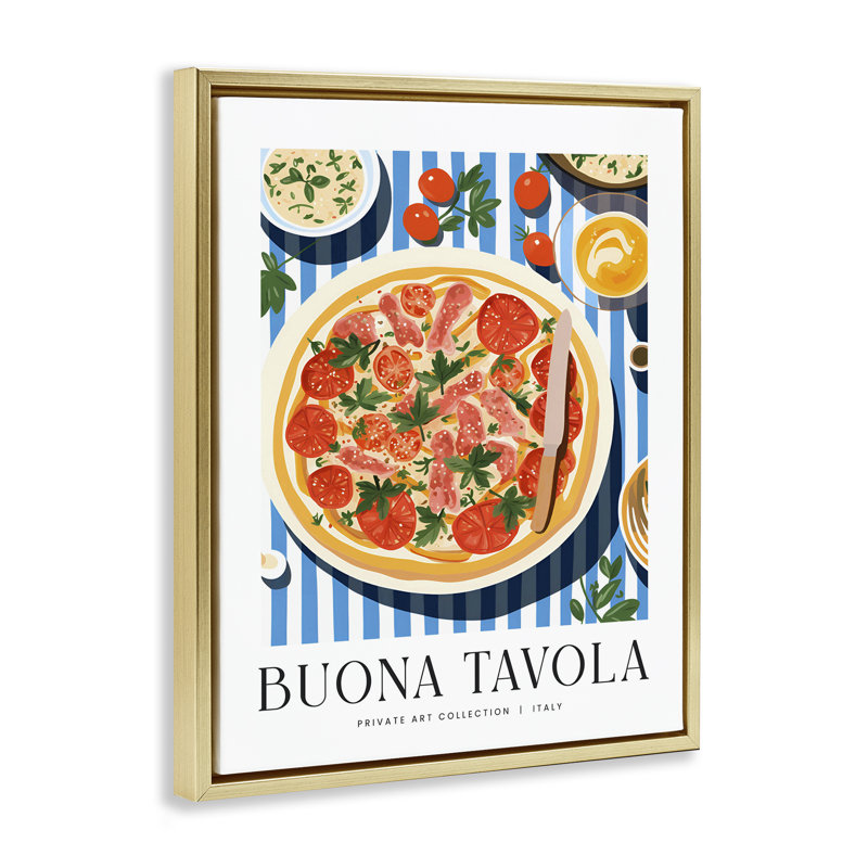 Art mural Buona Tavola, H 21 po x l 17 po, Cadre flottant gris lustré