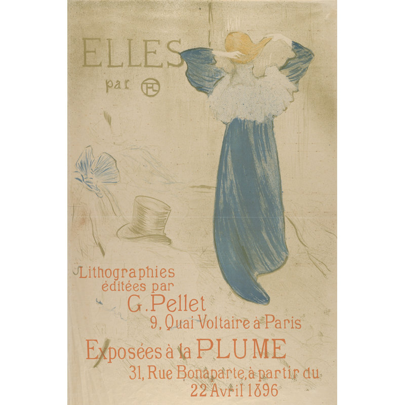Elles (affiche pour l'exposition de La Plume en 1896), H 36 po x l 24 po x P 1,25 po