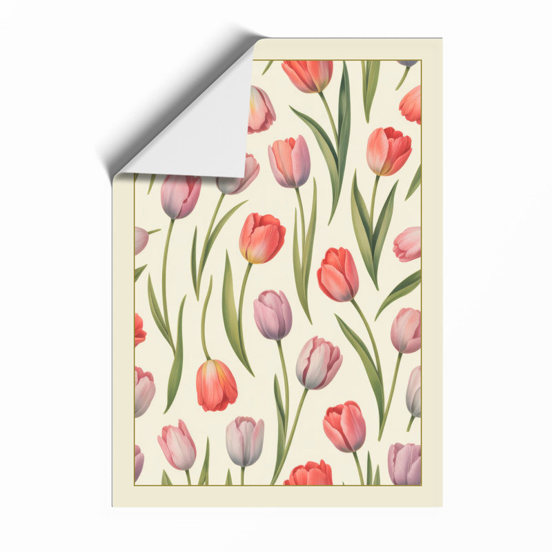 Scattered Tulip Garden Botanical - Framed Print, A2 - 59.4 x 42.0 cm, Unframed
