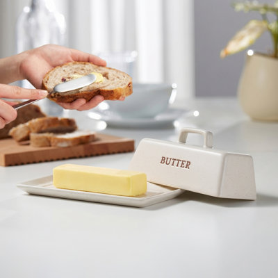 Kook Ceramic Butter Dish with Lid, Kitchen Countertop Butter Keeper, Serving Tray with Cover, Storage Container, Holds 1 Stick