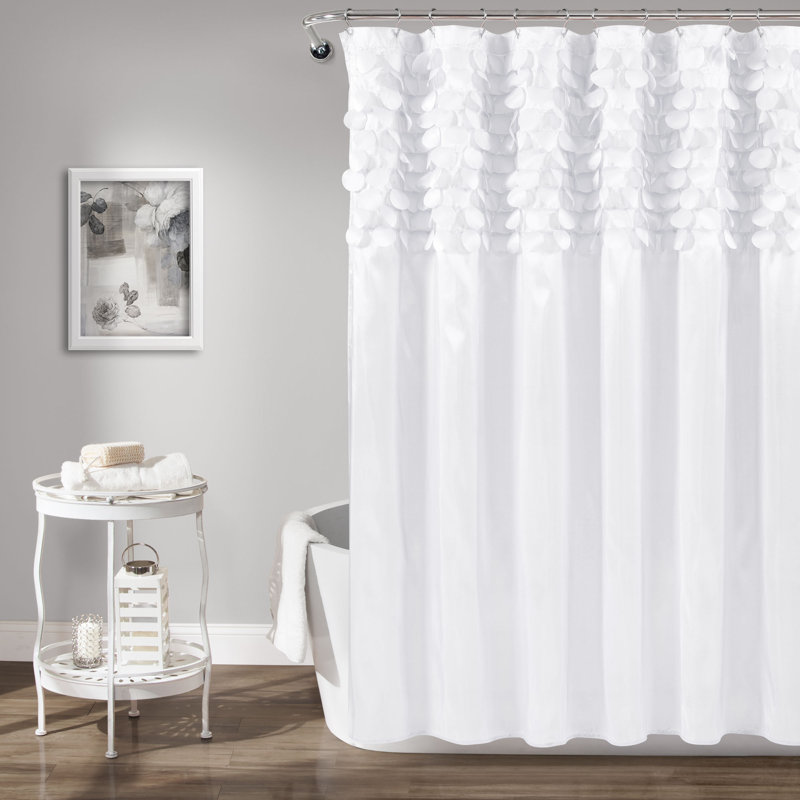 Rideau de douche simple de couleur unie Lillian, Blanc