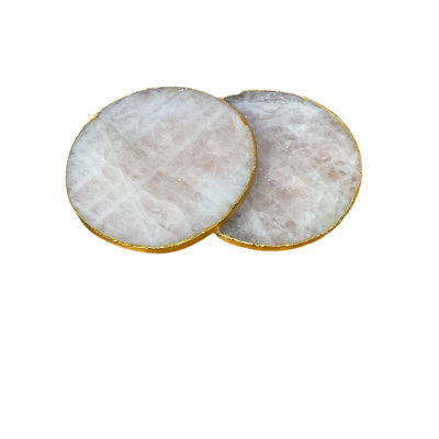 Sous-verres roses à quartz et pierres précieuses