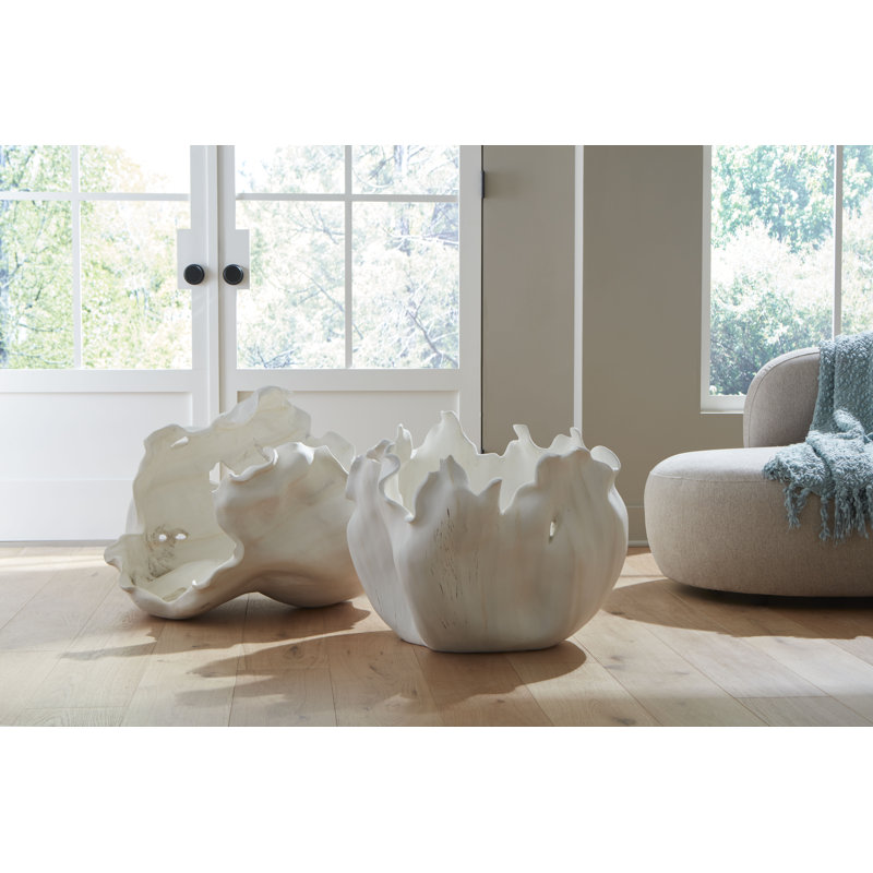 Bol en fonte, ouvert, faux blanchi