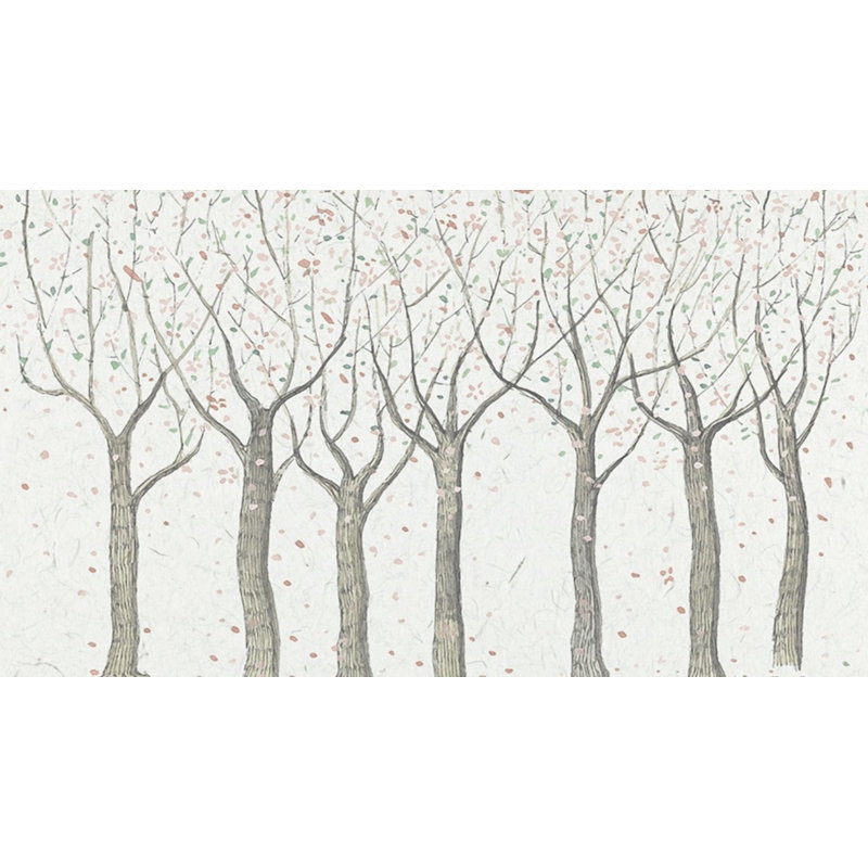 Leaf Abstract Forest Drawing 6.25' L x 112" W Paintable Wall Mural, 6.25' L x 9.33' W