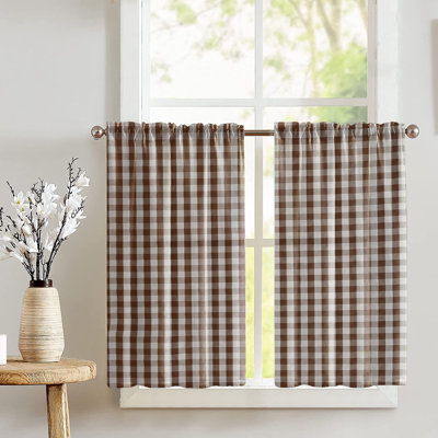 Gingham Checkered Print Cafe Tier Curtains
