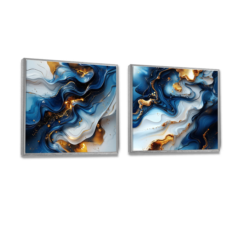 «Abstract Geode Fusion I», art mural abstrait en marbre - art mural moderne 2 pièces, H 30 po x l 61 po, Argent argent