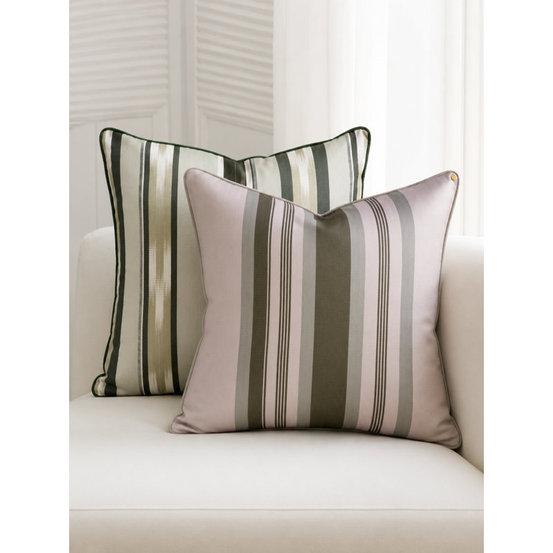 Kutnu Large Multi Stripe Pillow, Stone;Olive