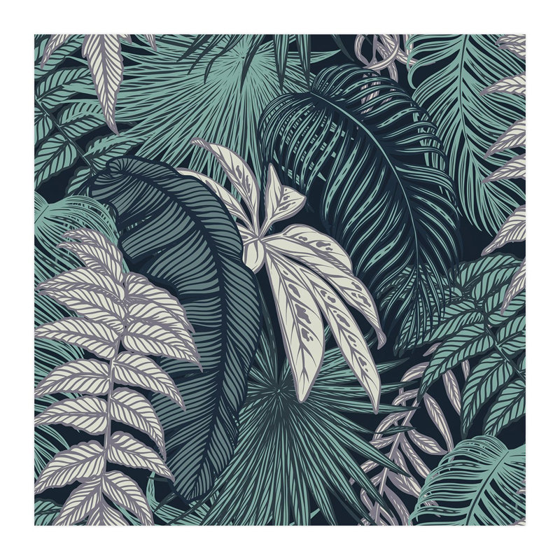 Toile luxuriante à feuilles tropicales vert foncé, L 120 po x l 120 po