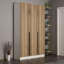 Élégant support de couloir, couleur noyer, 53,1 x 82,7 x 13,8 pouces | 100% panneau de particules enduit de mélamine, épaisseur: 0,7 pouce | Conception moderne pour l'organisation du vestibule, solution de rangement durable et élégante