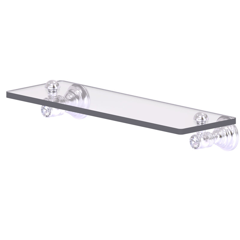 Hertz Glass Bracket Shelf, 2.4" H x 16" W x 5.54" D, Satin Chrome