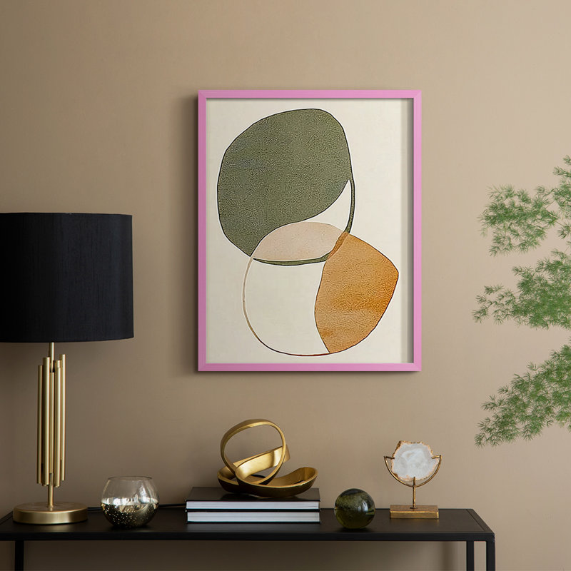 Impression abstraite encadrée «Cxxxi» - prête à être accrochée, H 10 po x P 8 po, Rose
